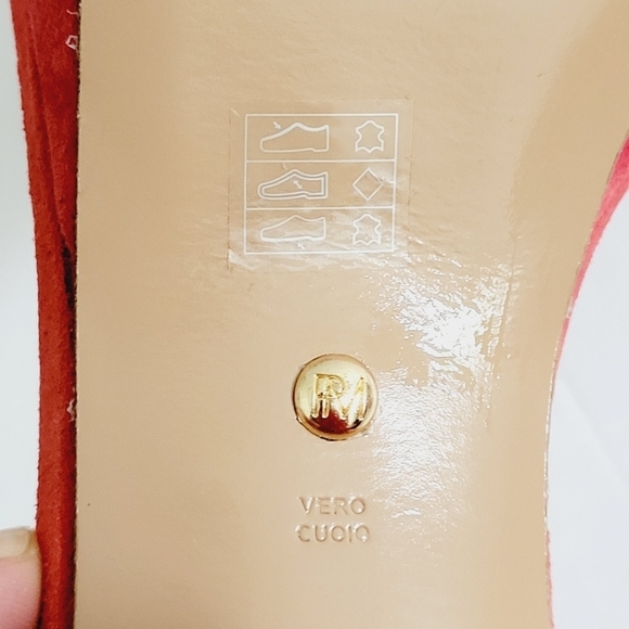 NEW Pelle Moda Red Suede Platform Sandals Heel 3,5 " - Picture 6 of 6